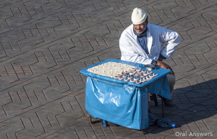 Extracted Teeth Visible On Moroccan Street Dentist's Table