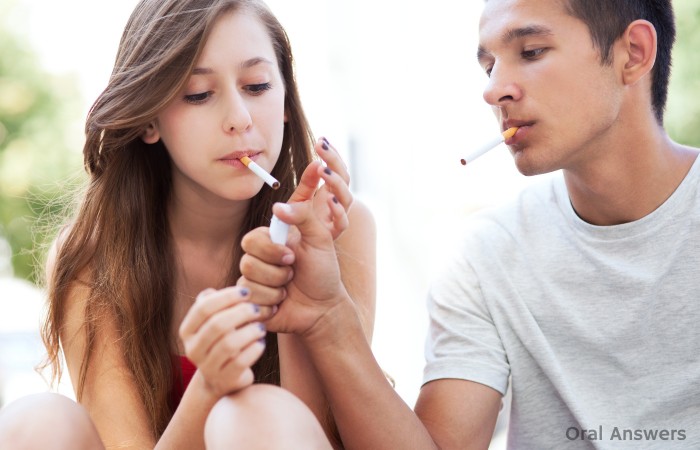 Teenagers Smoking Cigarettes