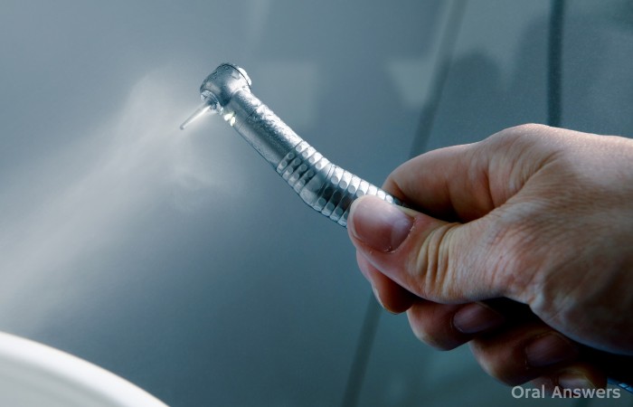 Dental Drill Spraying Water